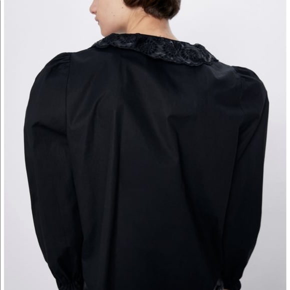 Zara black collar button down blouse - Picture 5 of 6